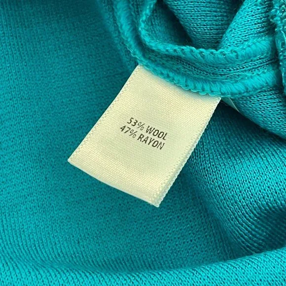St. John Teal Knitted Top Wool Blend Button Detail, Size S - Picture 5 of 7